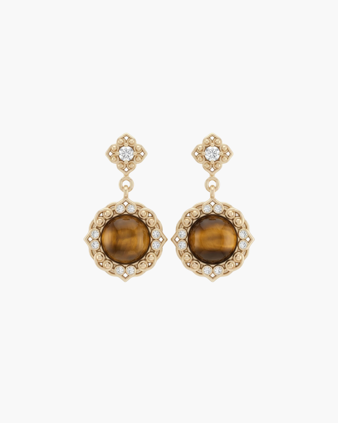 Clarity - Carved Tiger Eye Drop Earrings