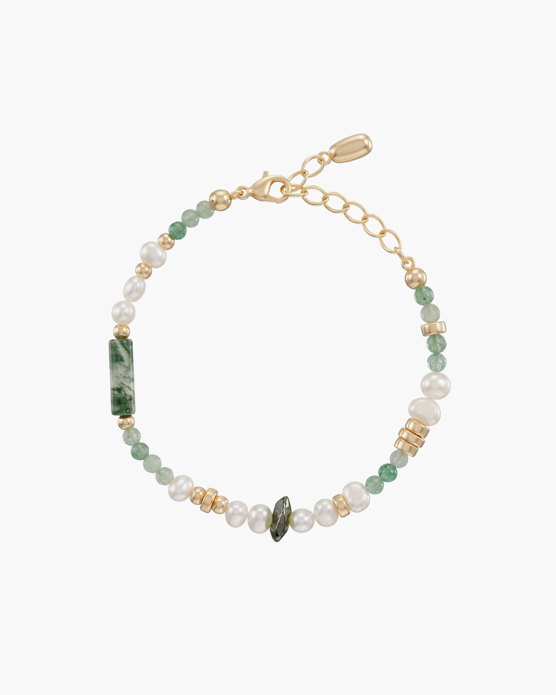 Harmony - Forest Muse Green Moss Agate and Pearl Bracelet
