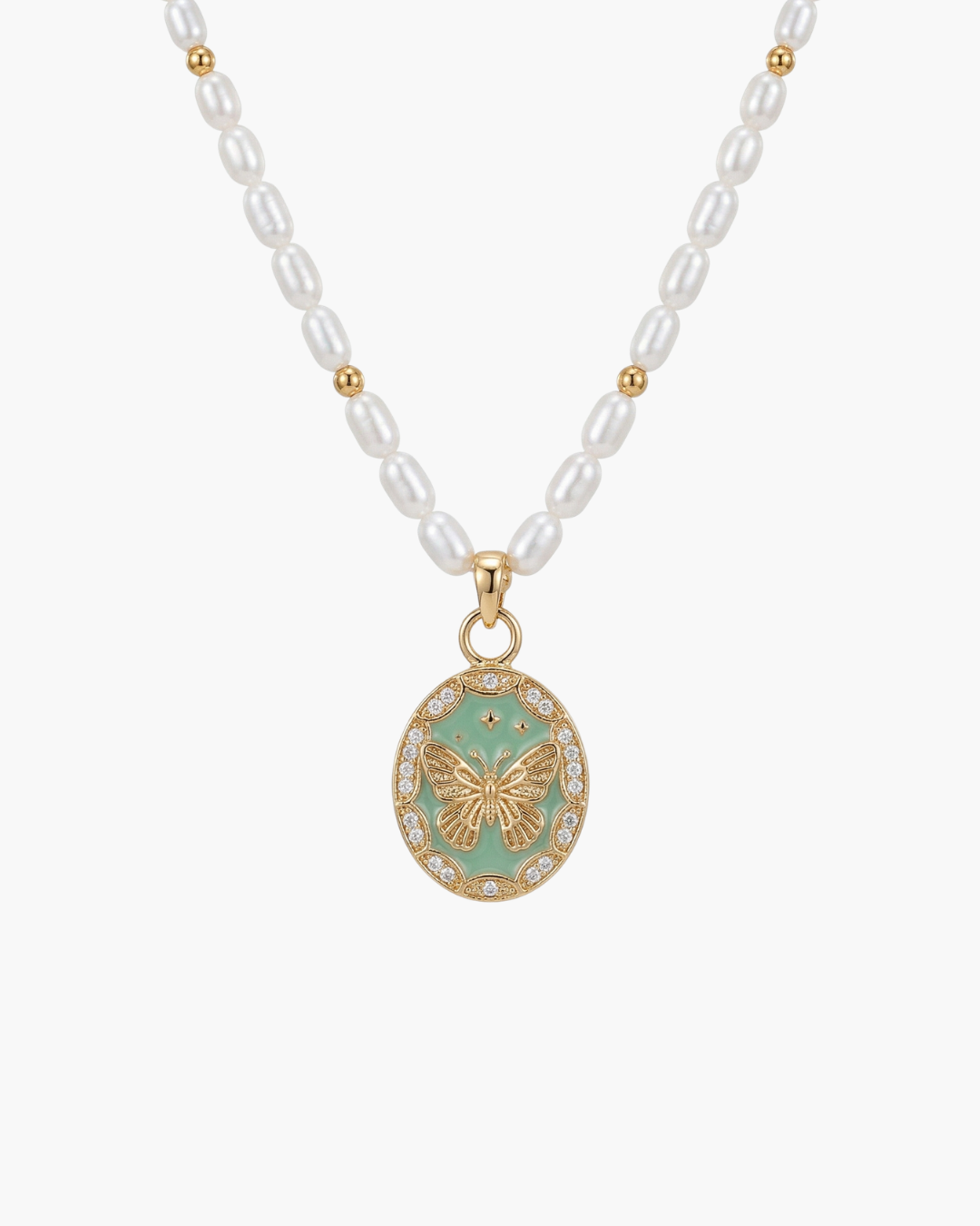 Harmony - Lucky Clover Butterfly Relief Pearl Strand