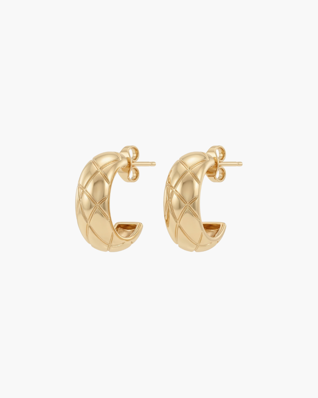 Quilted Texture Hoop Stud Earrings