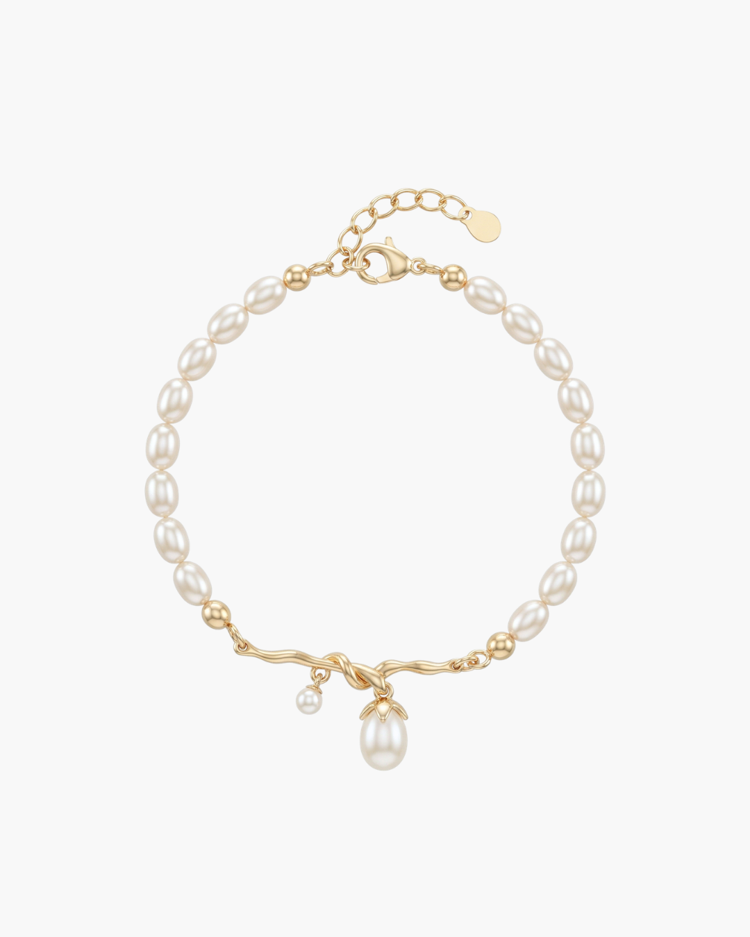 Harmony - Vintage Gold Interwoven Vines Pearl Bracelet