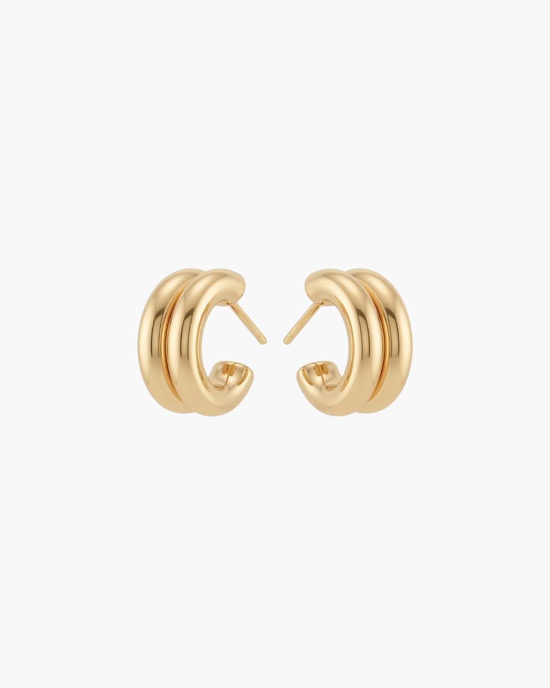 Minimal Double Hoop Stud Earrings
