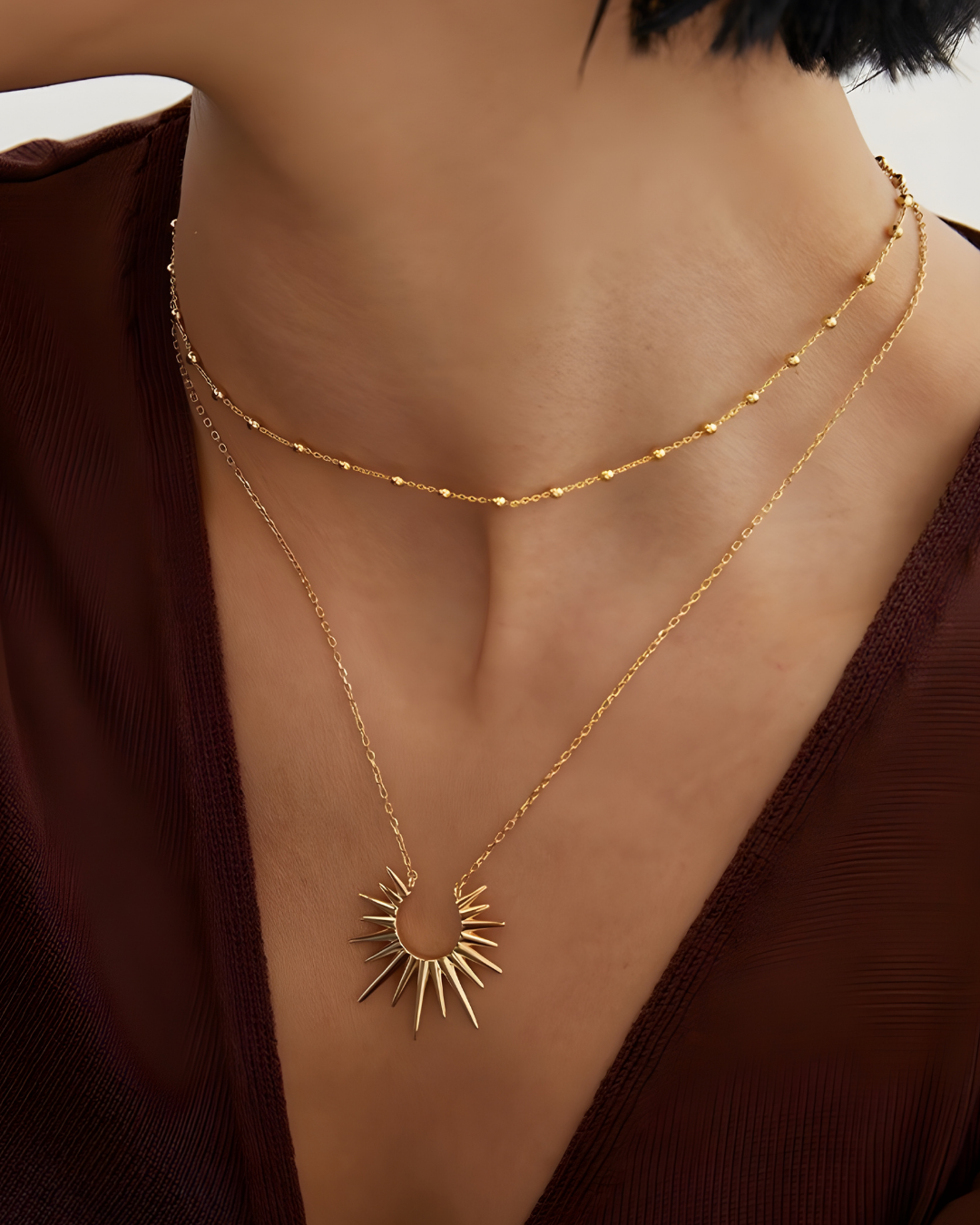 Sunburst Minimal Pendant Necklace