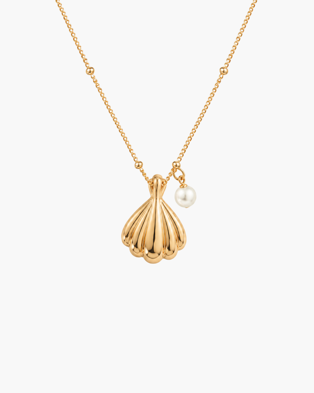 S925 Silver Sculptural Seashell Natural Pearl Necklace