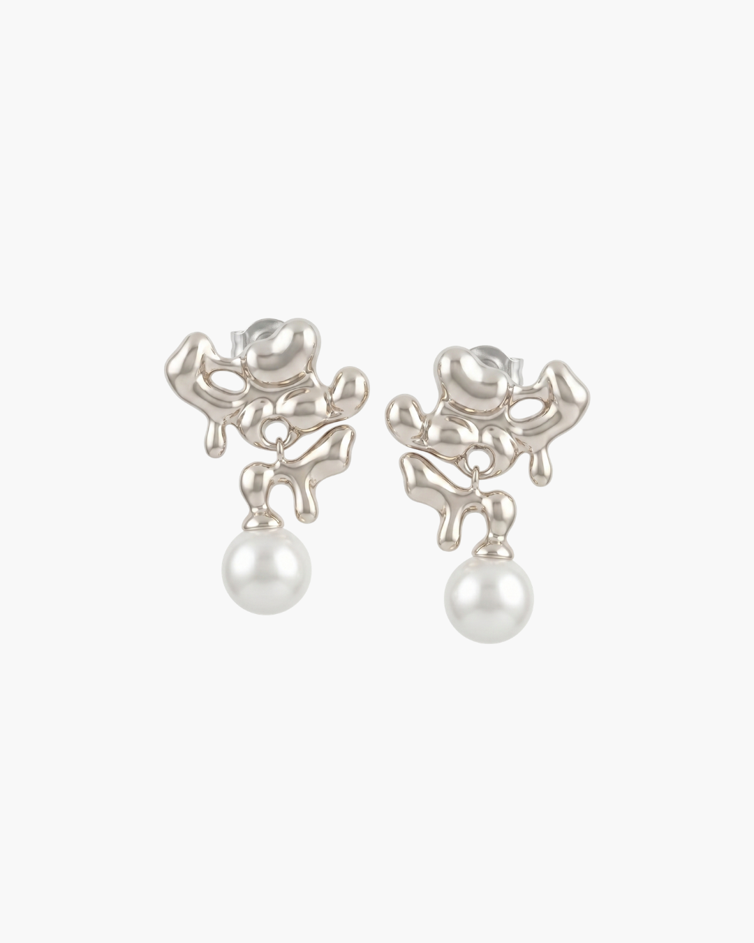 S925 Silver Molten Lava Liquid Pearl Earrings