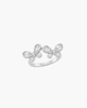 Close-up of a gold-plated S925 silver open ring featuring two butterflies with sparkling teardrop-shaped zircon wings on a white display.