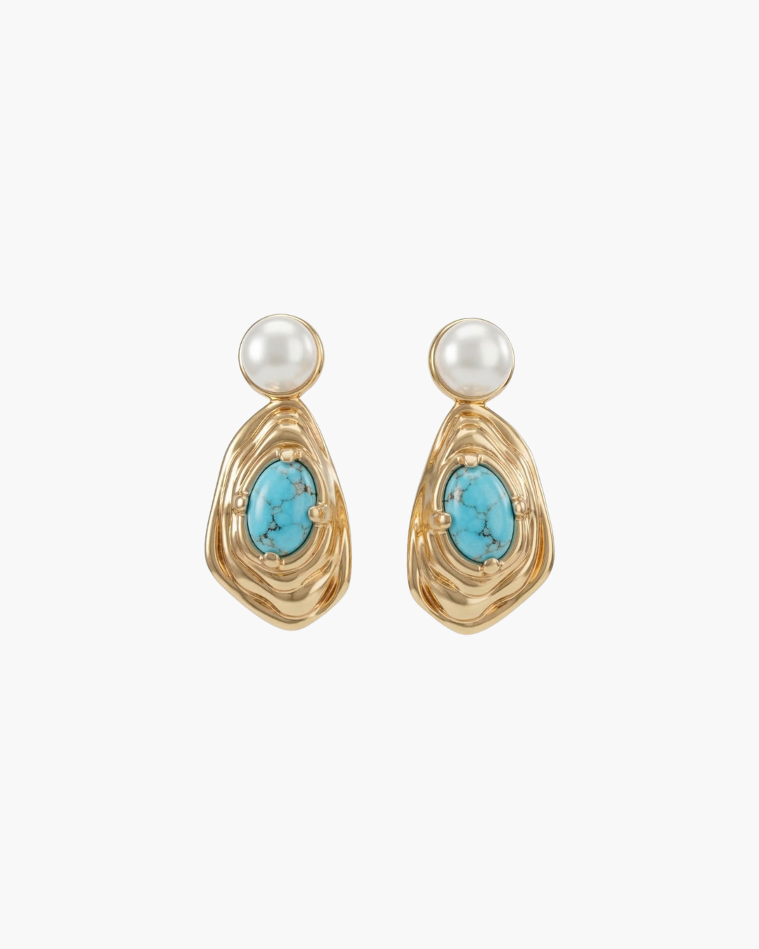 Expression - Minimal Pearl Turquoise Earrings