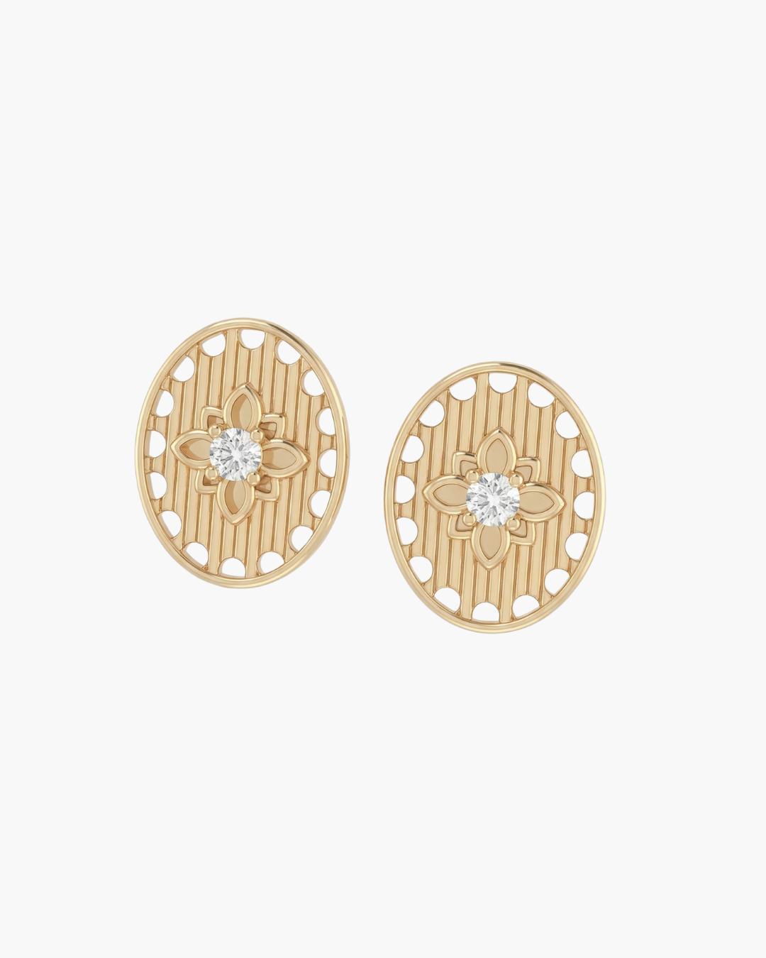 Art Deco Shimmering Rhythmic Star Gold Studs