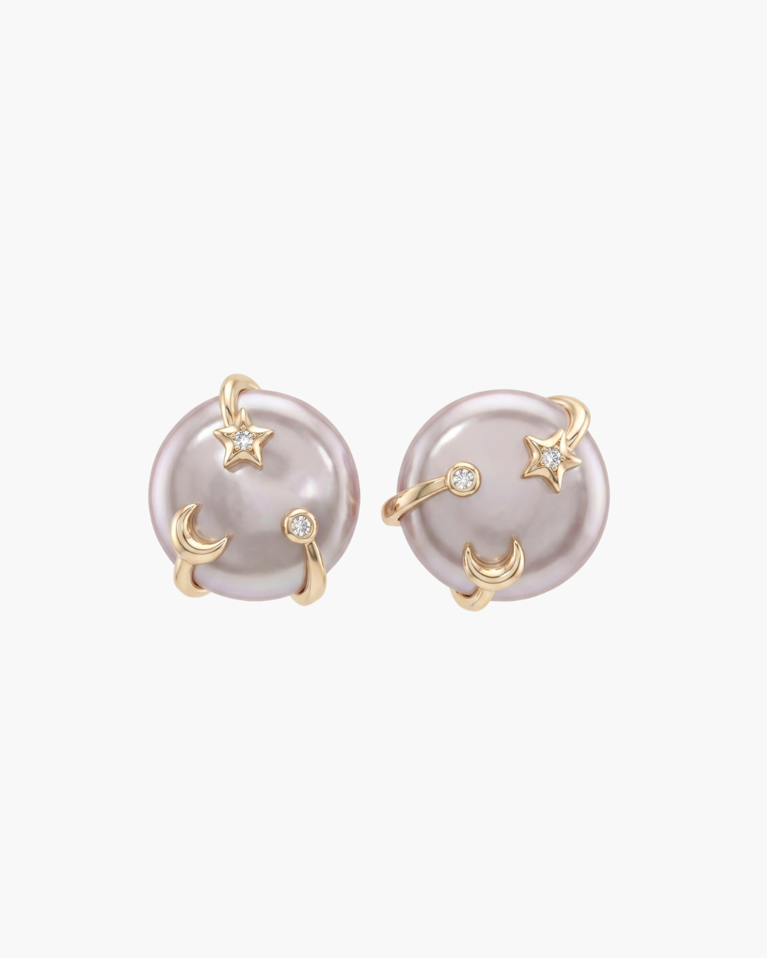 Harmony - Cosmic Moon and Star Pearl Studs