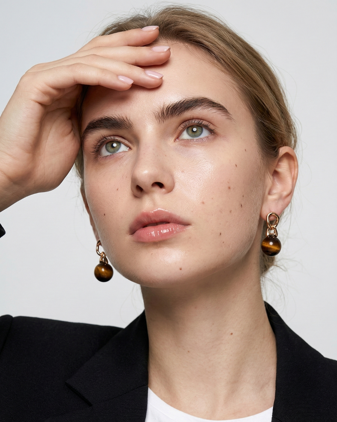 Clarity - Tiger Eye Bead Drop Earrings