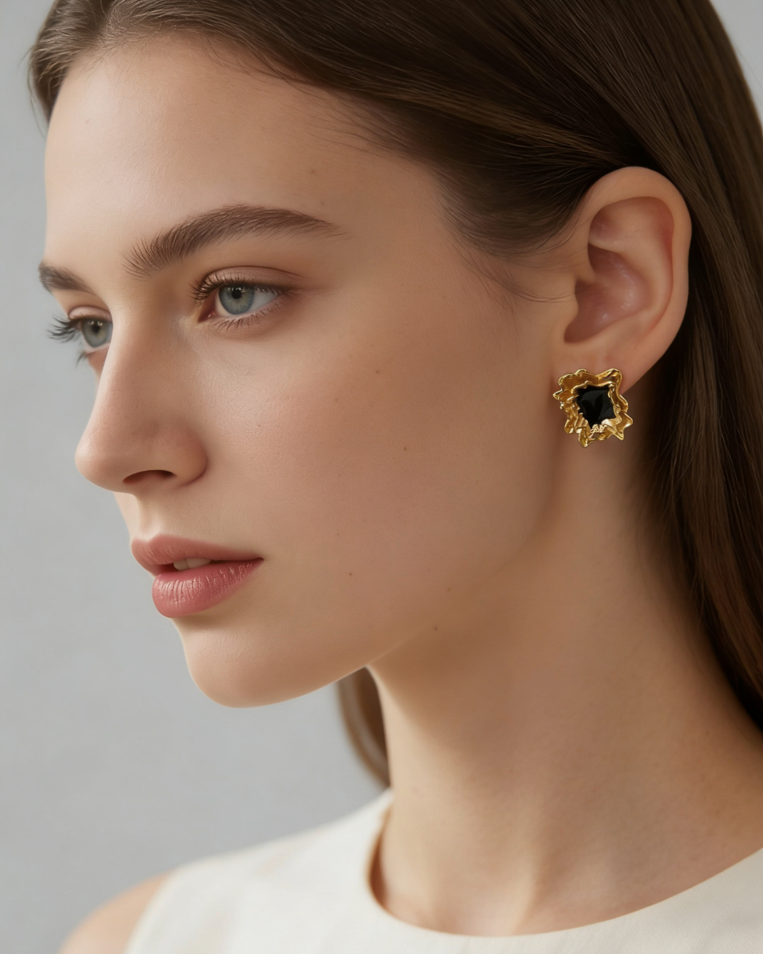 Elegant Black Enamel Earrings