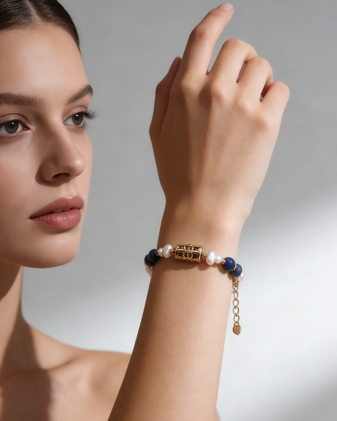 Expression - Blue Aventurine Pearl Bracelet