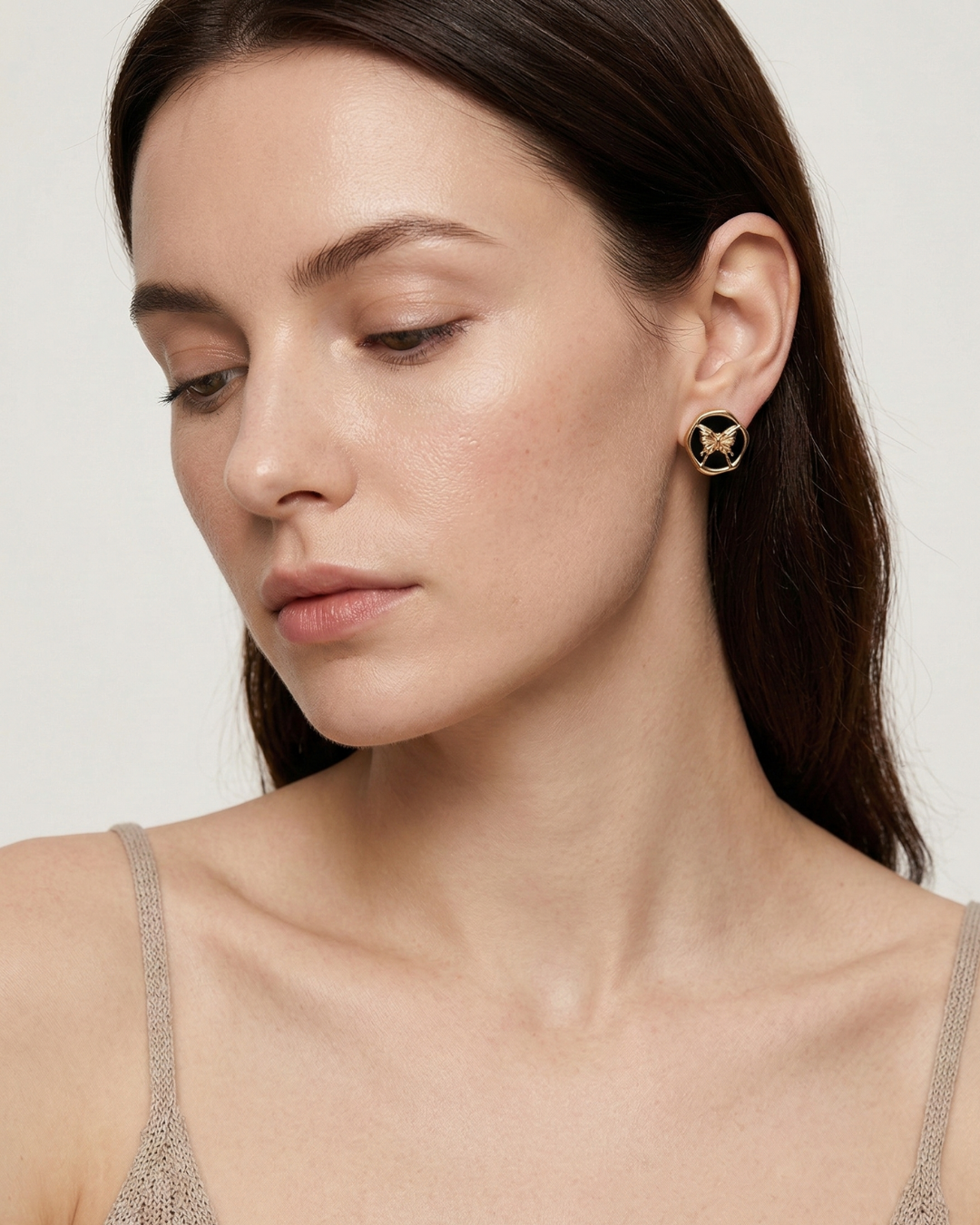 Black Agate Butterfly Stud Earring