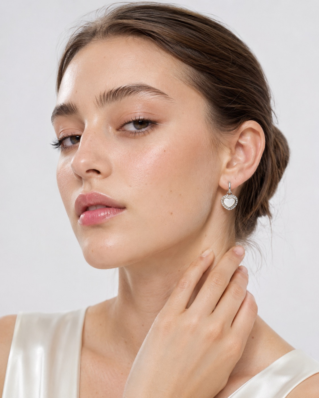 Nacre Heart Drop Earrings