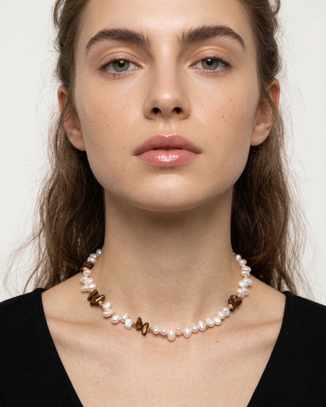 Harmony - Natural Pearl & Czech Glass Necklace