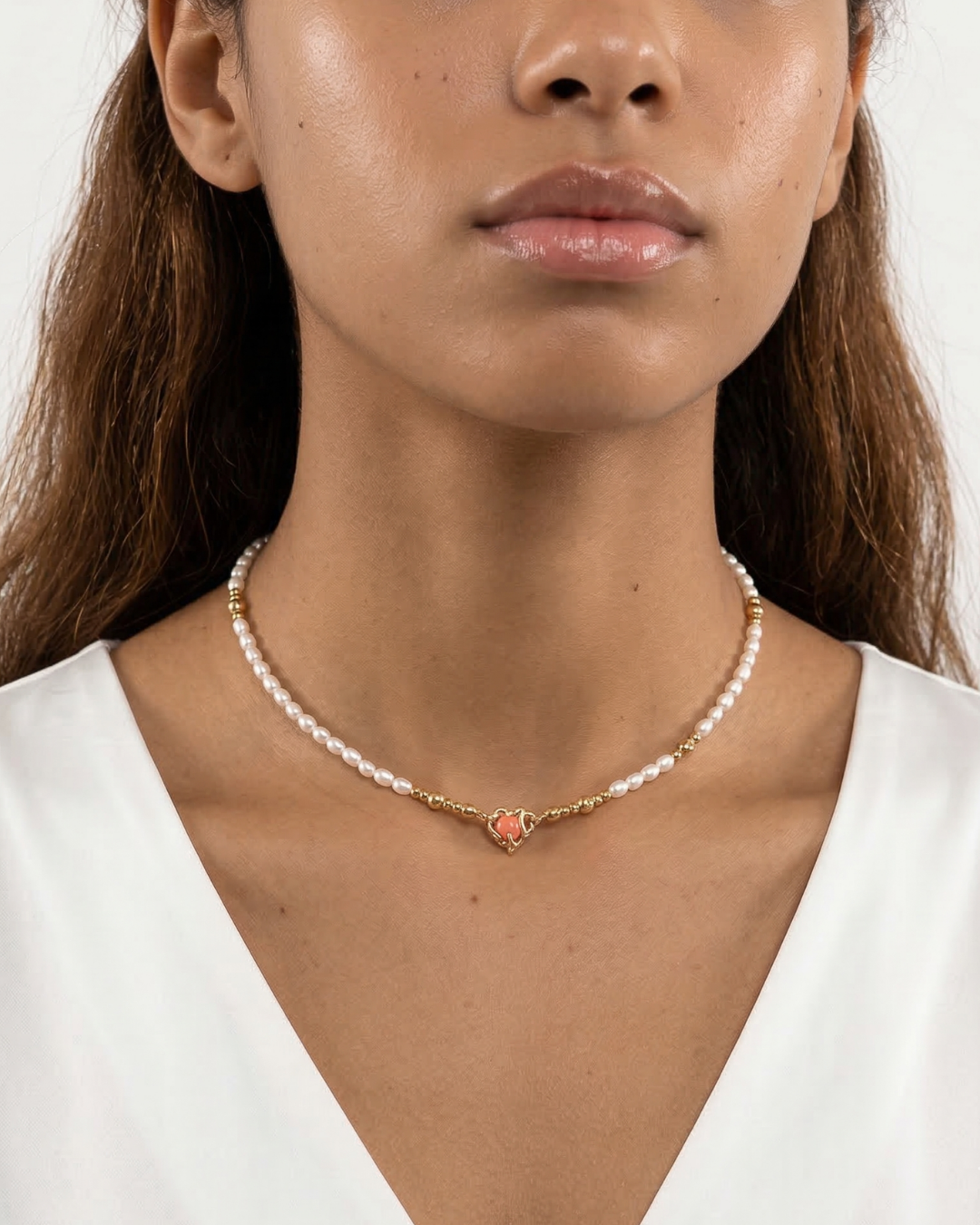 Harmony - Heart Charm Pearl Necklace