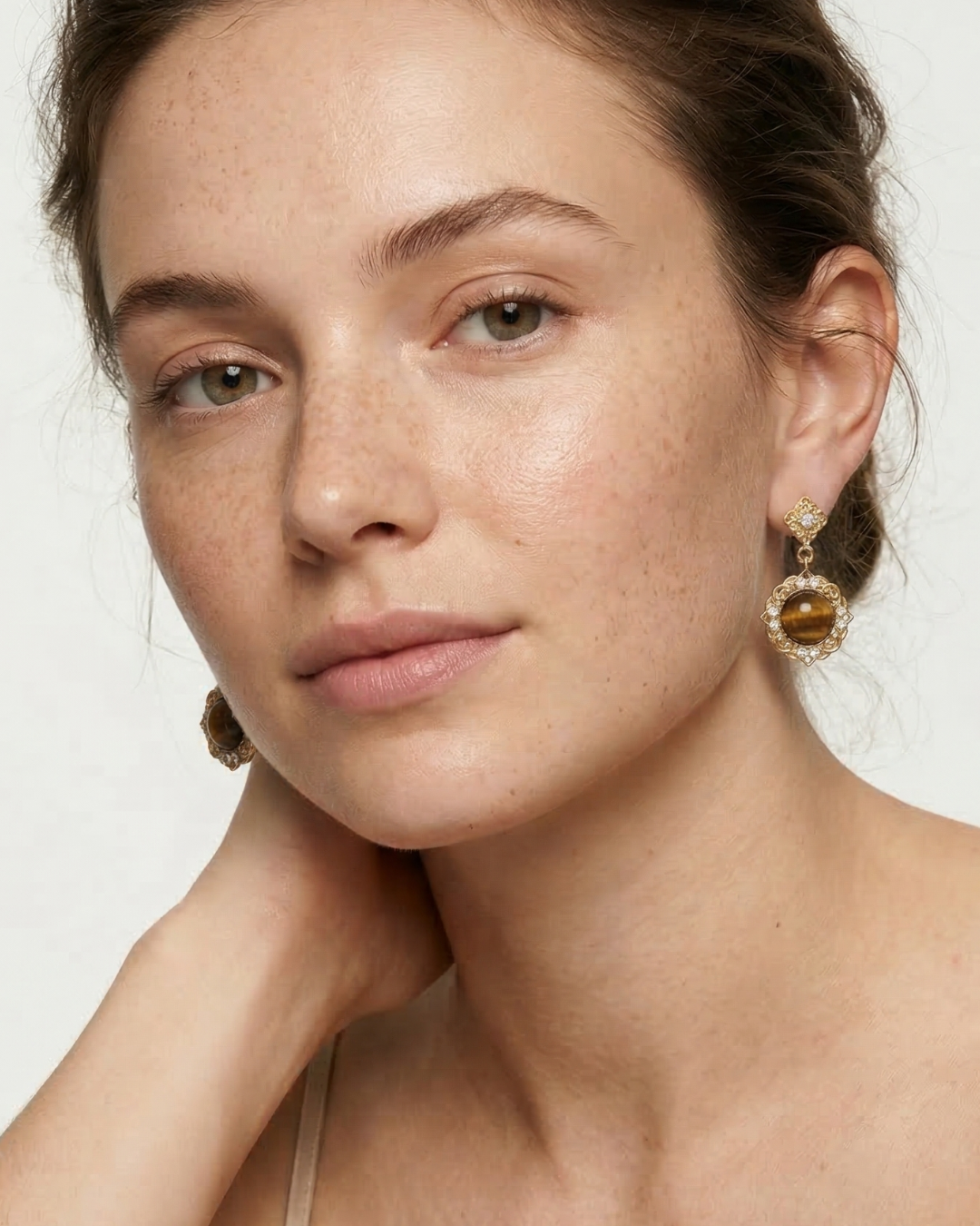 Clarity - Carved Tiger Eye Drop Earrings