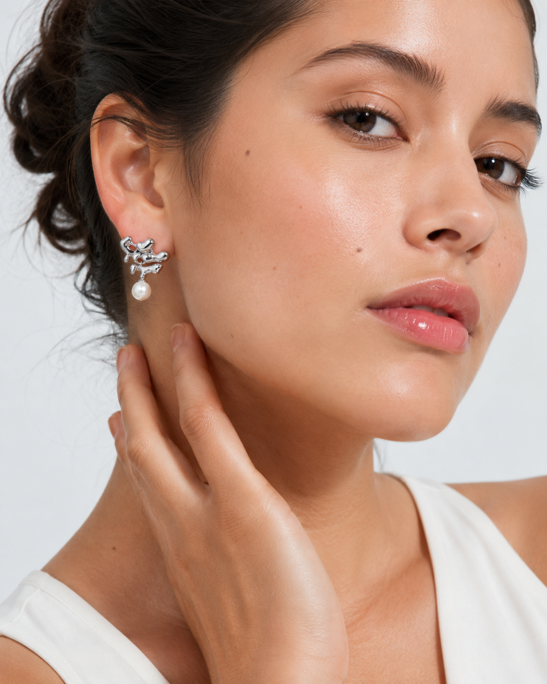 S925 Silver Molten Lava Liquid Pearl Earrings