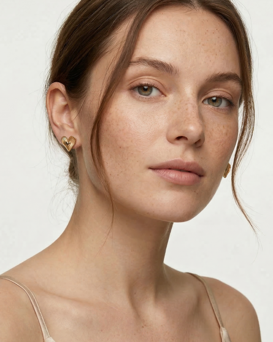 Textured Heart Stud Earrings