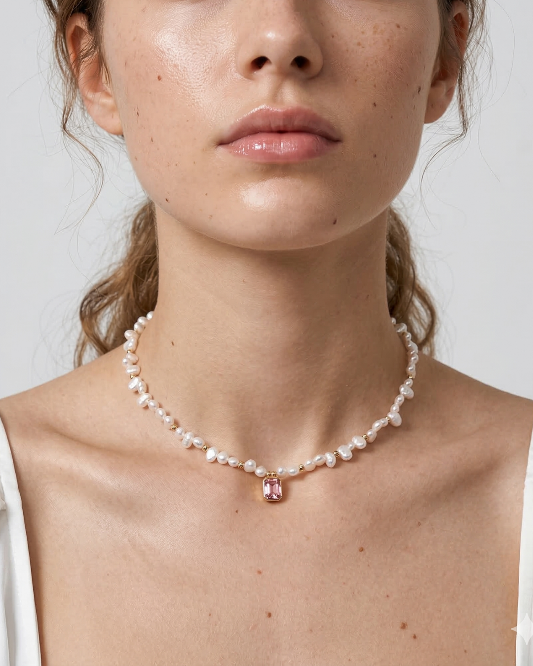 Harmony - Pink Zirconia Pearl Necklace