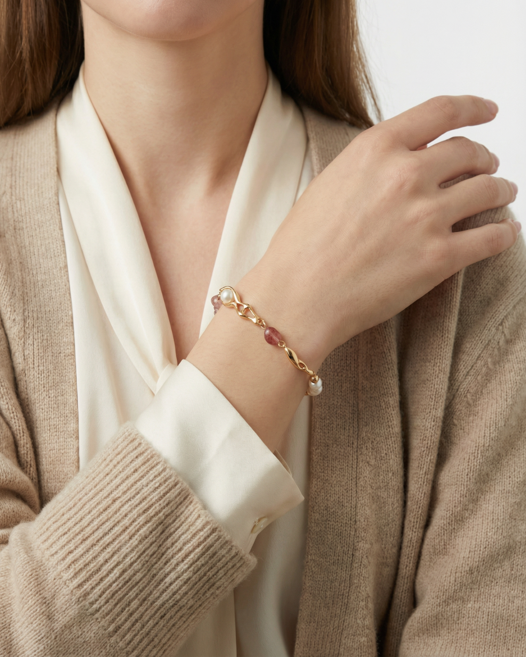 Harmony - Pink Pearl Chain Bracelet