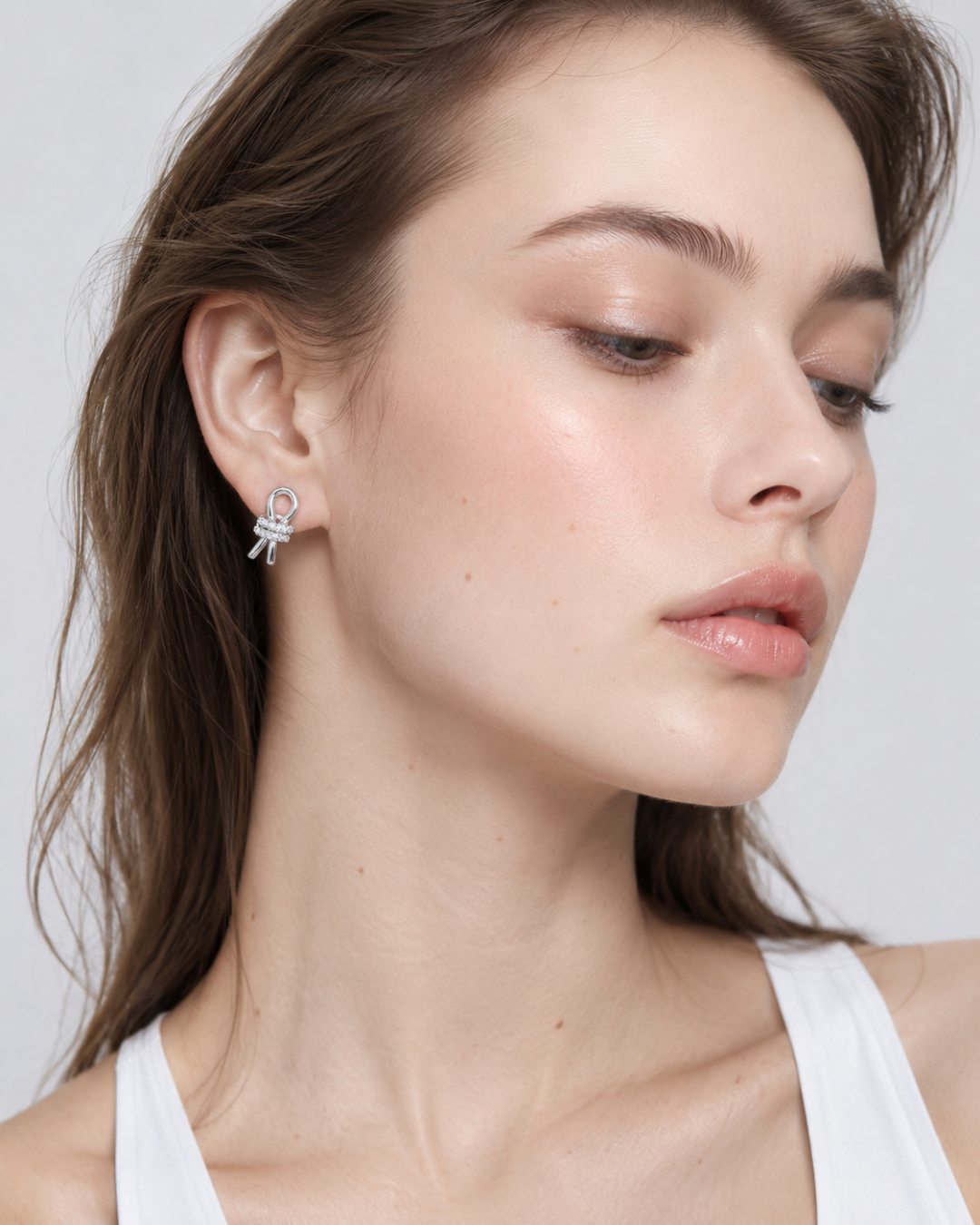 S925 Silver Minimalist Shimmering Rope Knot Earrings