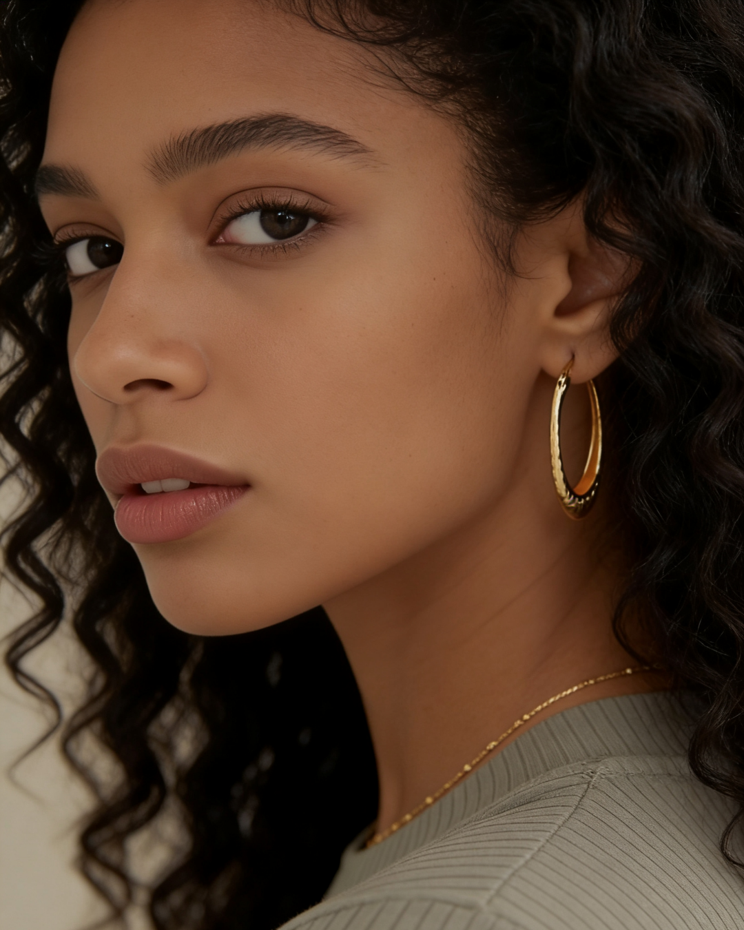 Hammered Oval Hoops
