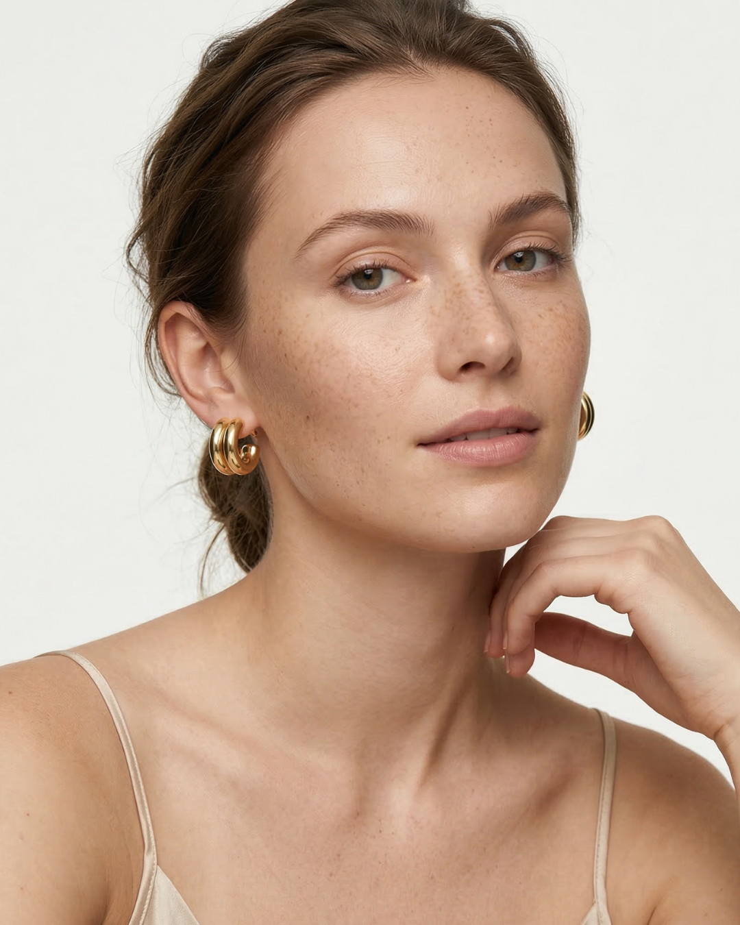Minimal Double Hoop Stud Earrings
