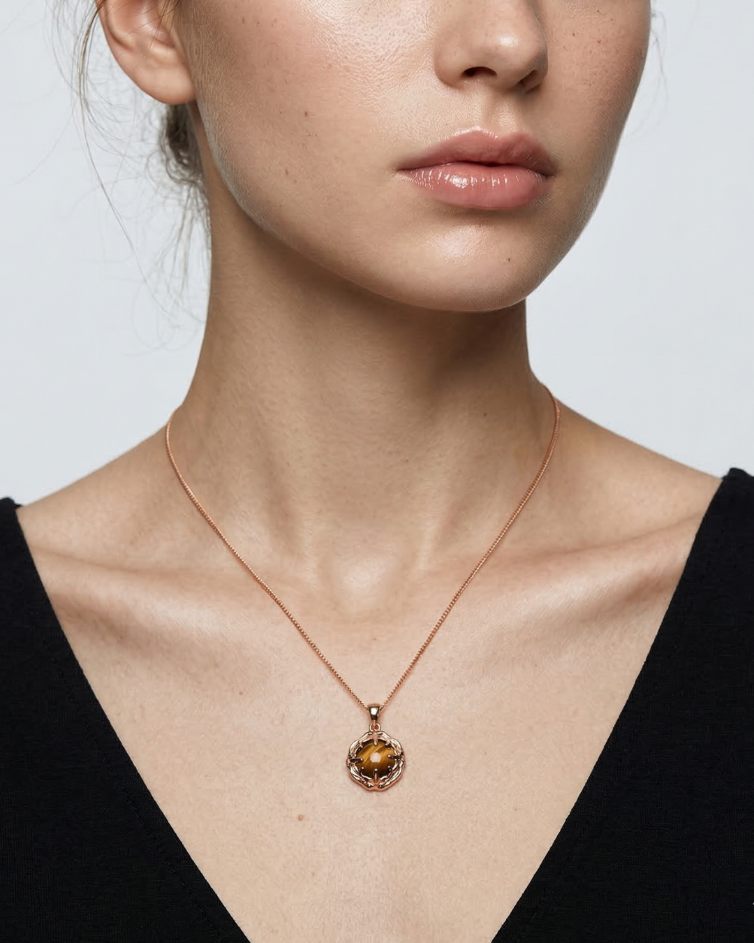 Clarity - Encircled Tiger Eye Pendant Necklace