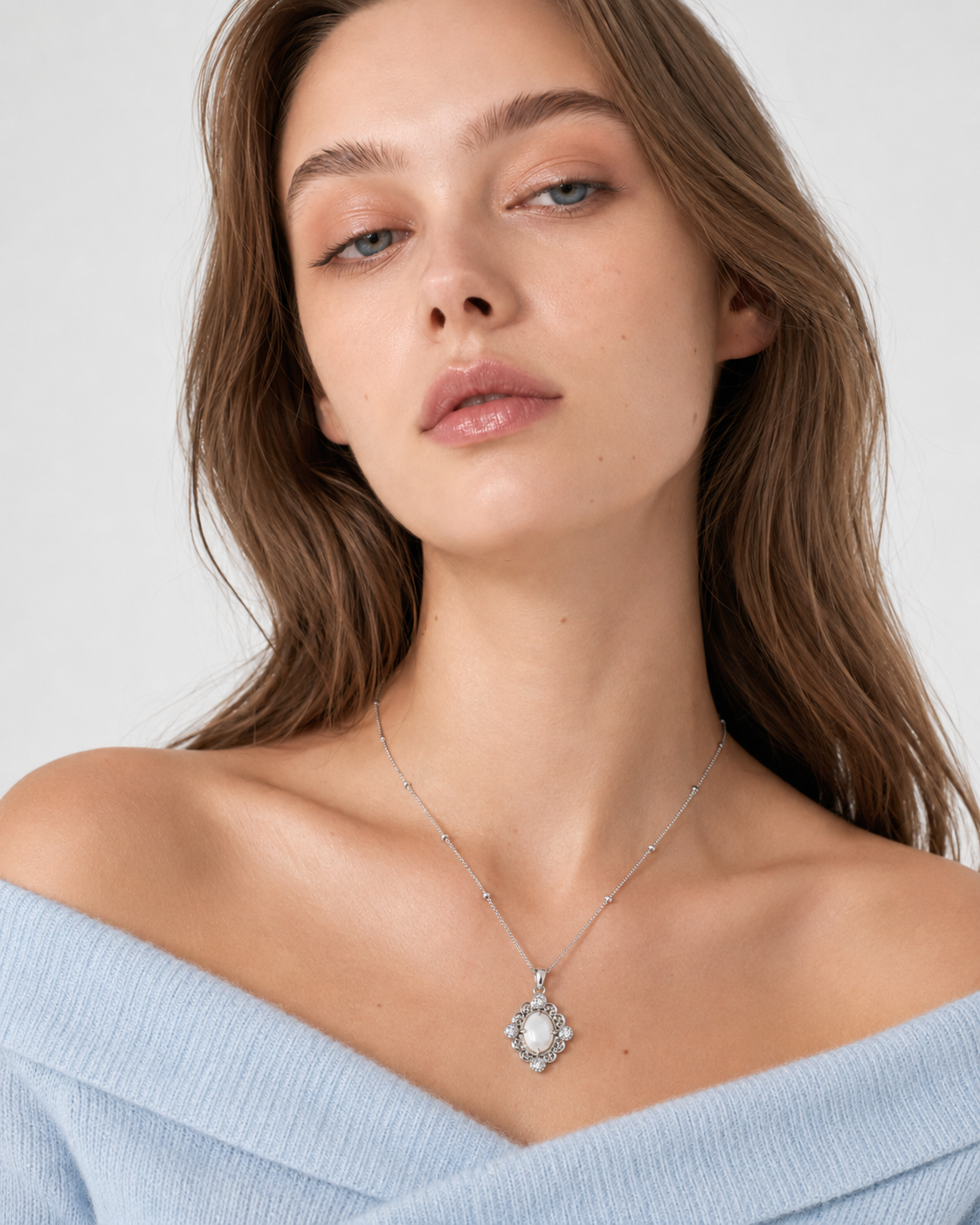 Harmony - Filigree Mother-of-Pearl Pendant Necklace