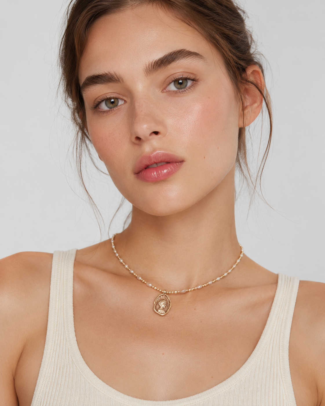 Harmony - Vintage Cameo Pearl Necklace