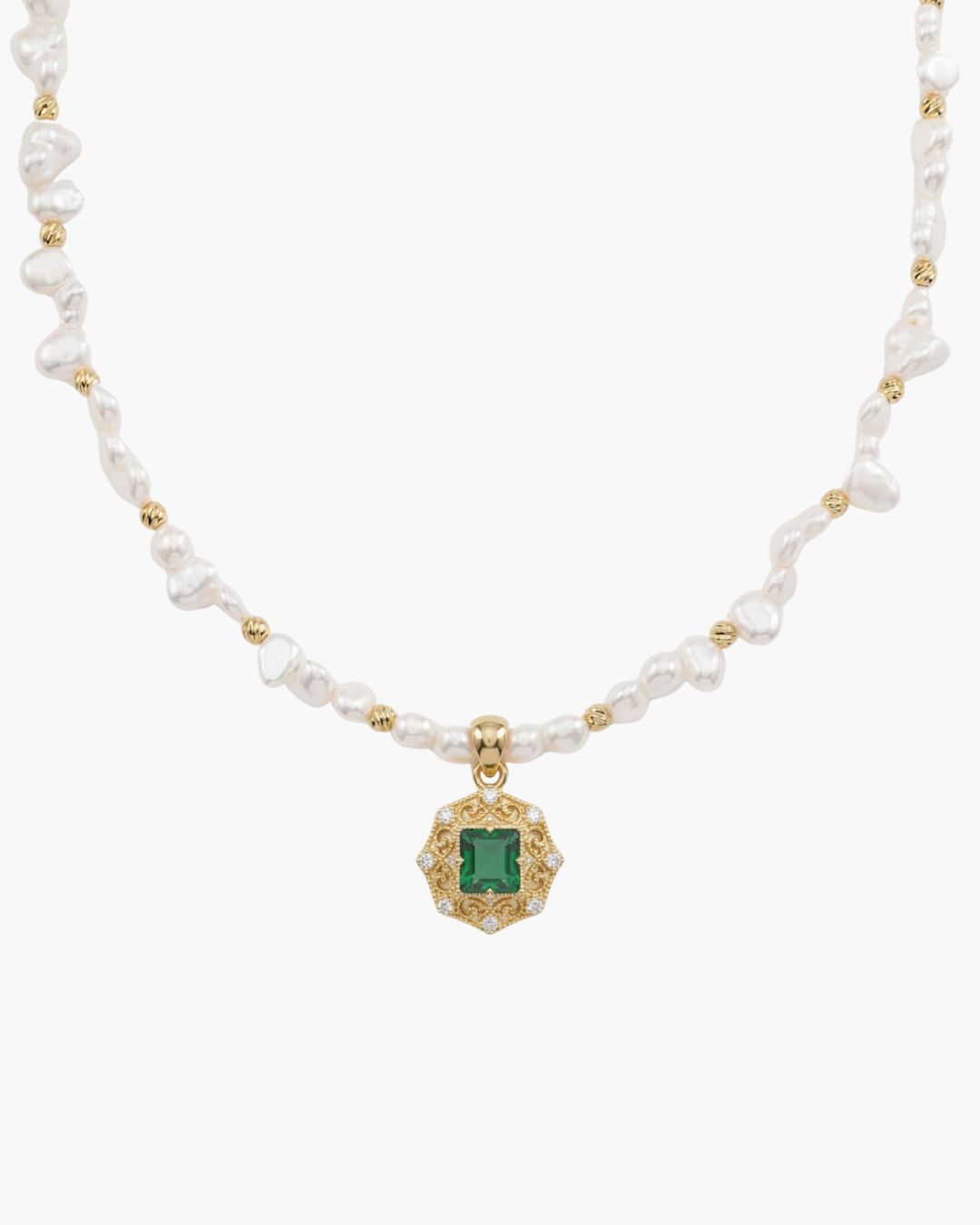 Harmony - Royal Pearl Necklace with Green Zirconia