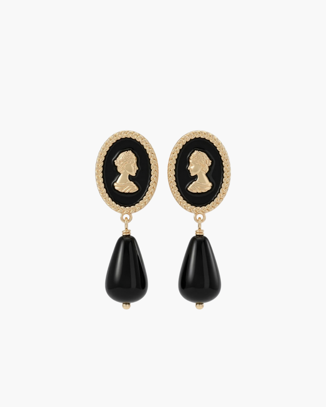 Elegant Queen Black Enamel Earrings