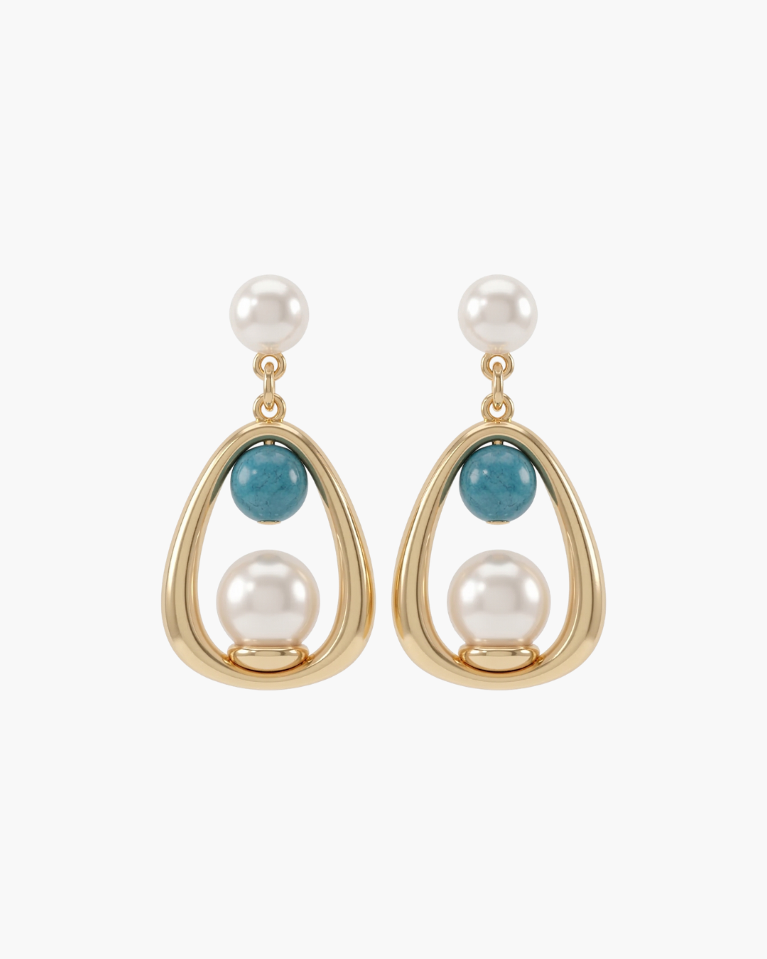 Harmony - Pearl & Blue stone Drop Earrings
