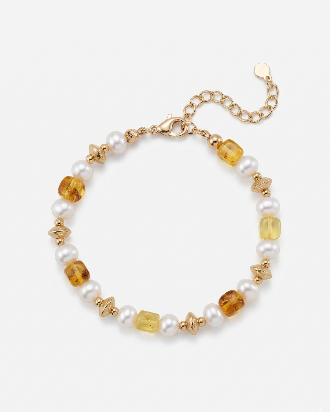 Clarity - Amber & Pearl Beaded Bracelet