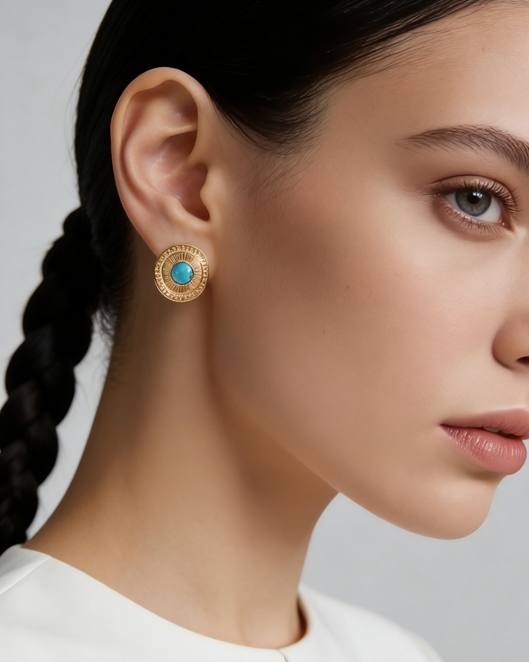 Expression - Turquoise Coin Stud Earrings
