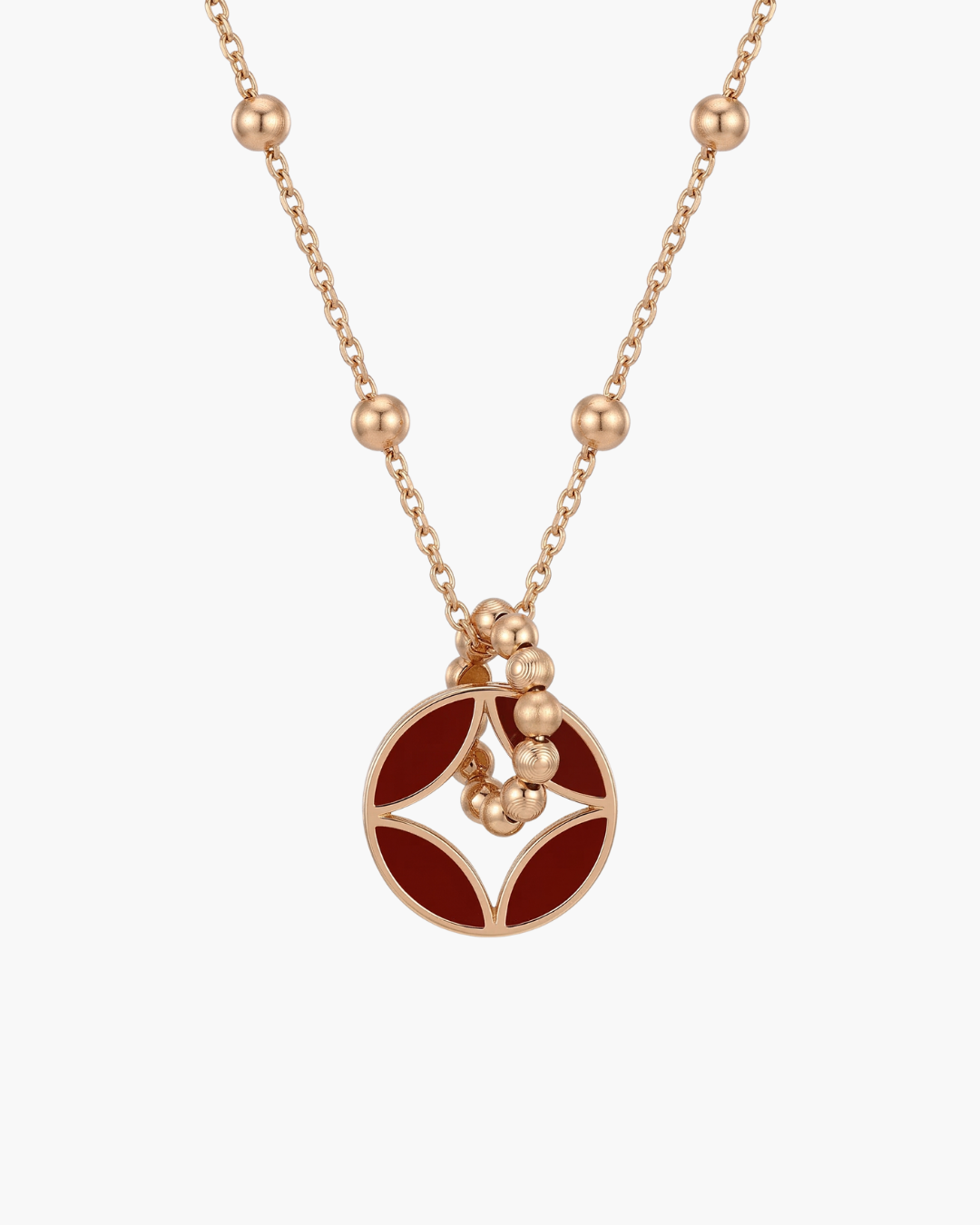 Lucky Red Enamel Pendant Necklace